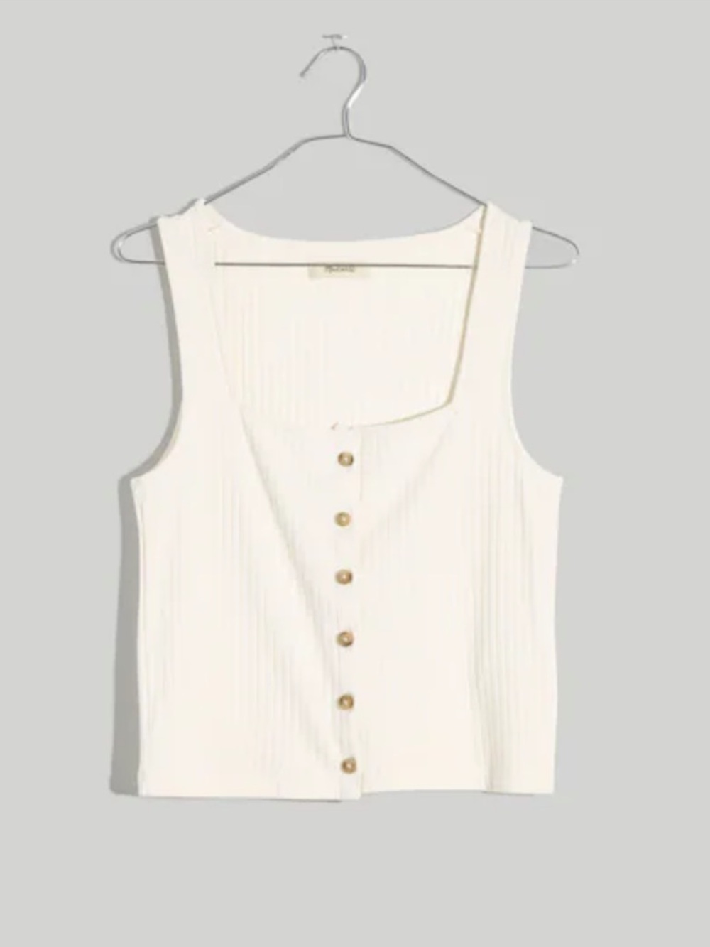 Madewell Ribbed Button-Front Crop Tank Cream Size XXS #2199